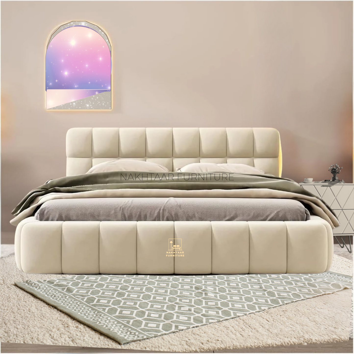 Luxurious Plush Upholstered Bed