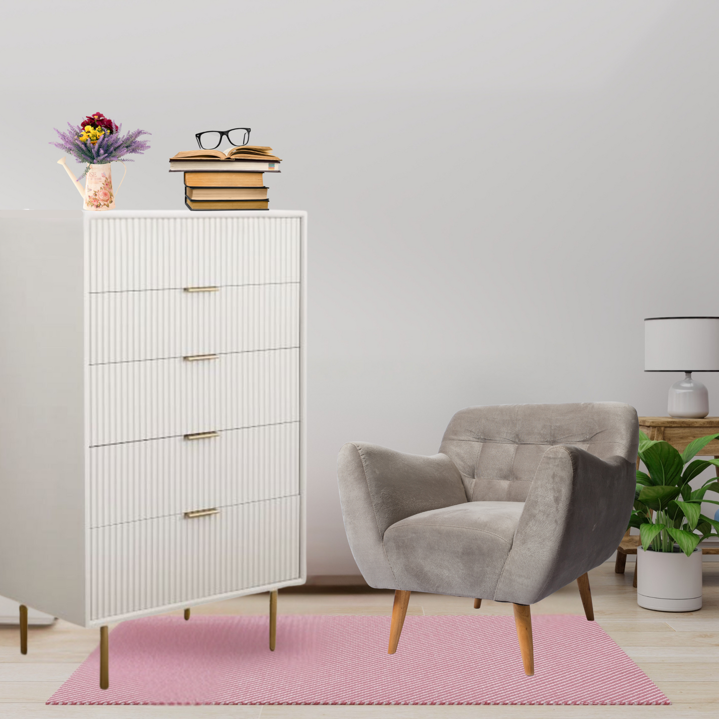 Sleek White Textured Chest of Drawers