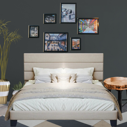 Modern Blue Upholstered Bed Frame