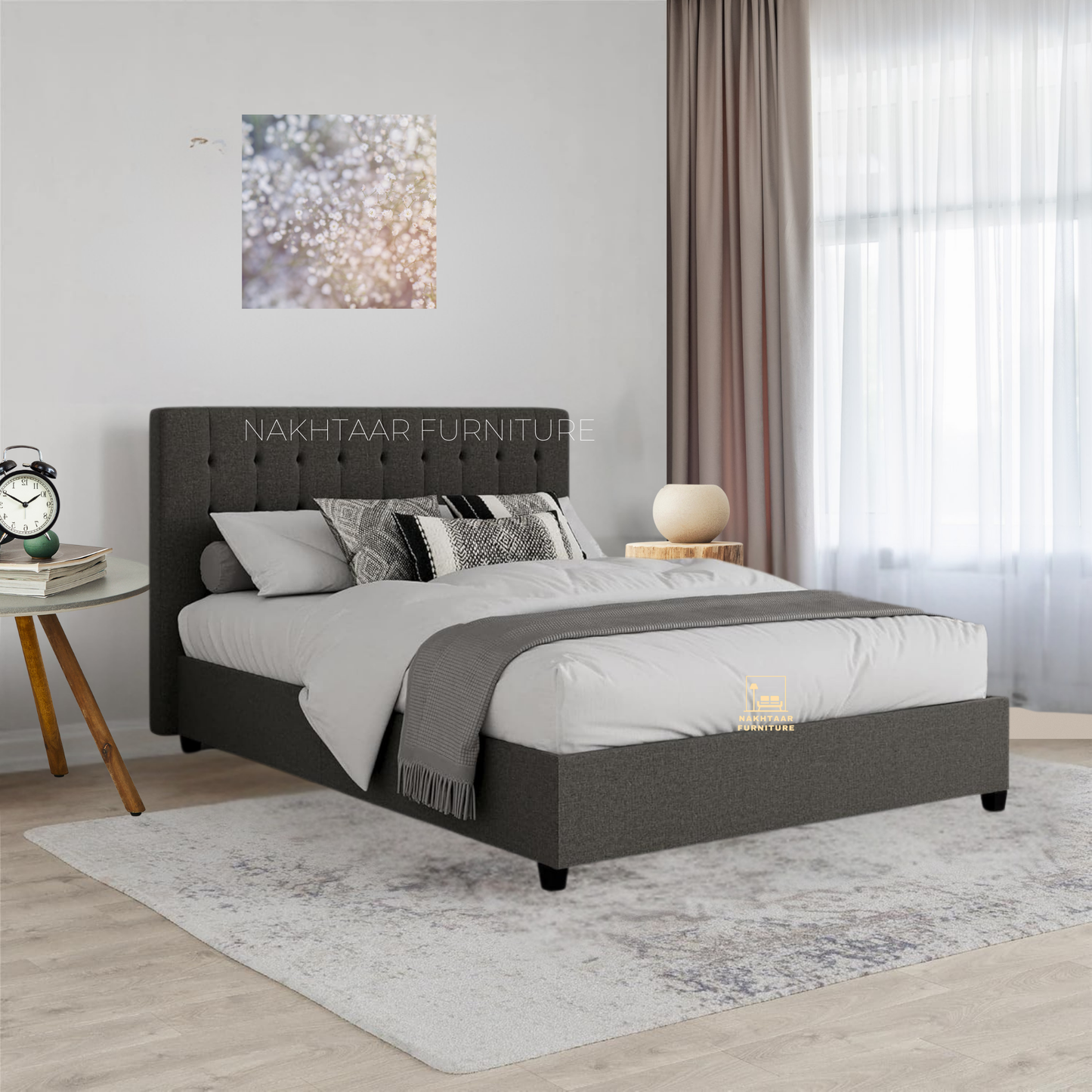 Modern Grey Upholstered Bed