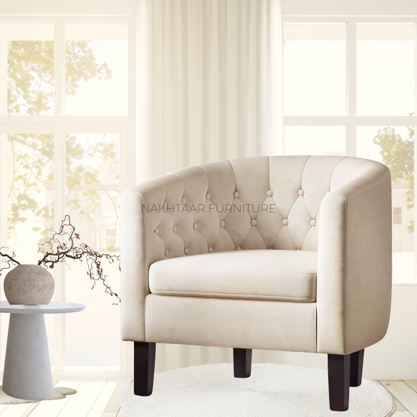 Elegant Round Accent Chair Single