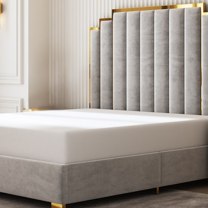 Luxurious Gray Upholstered Bed