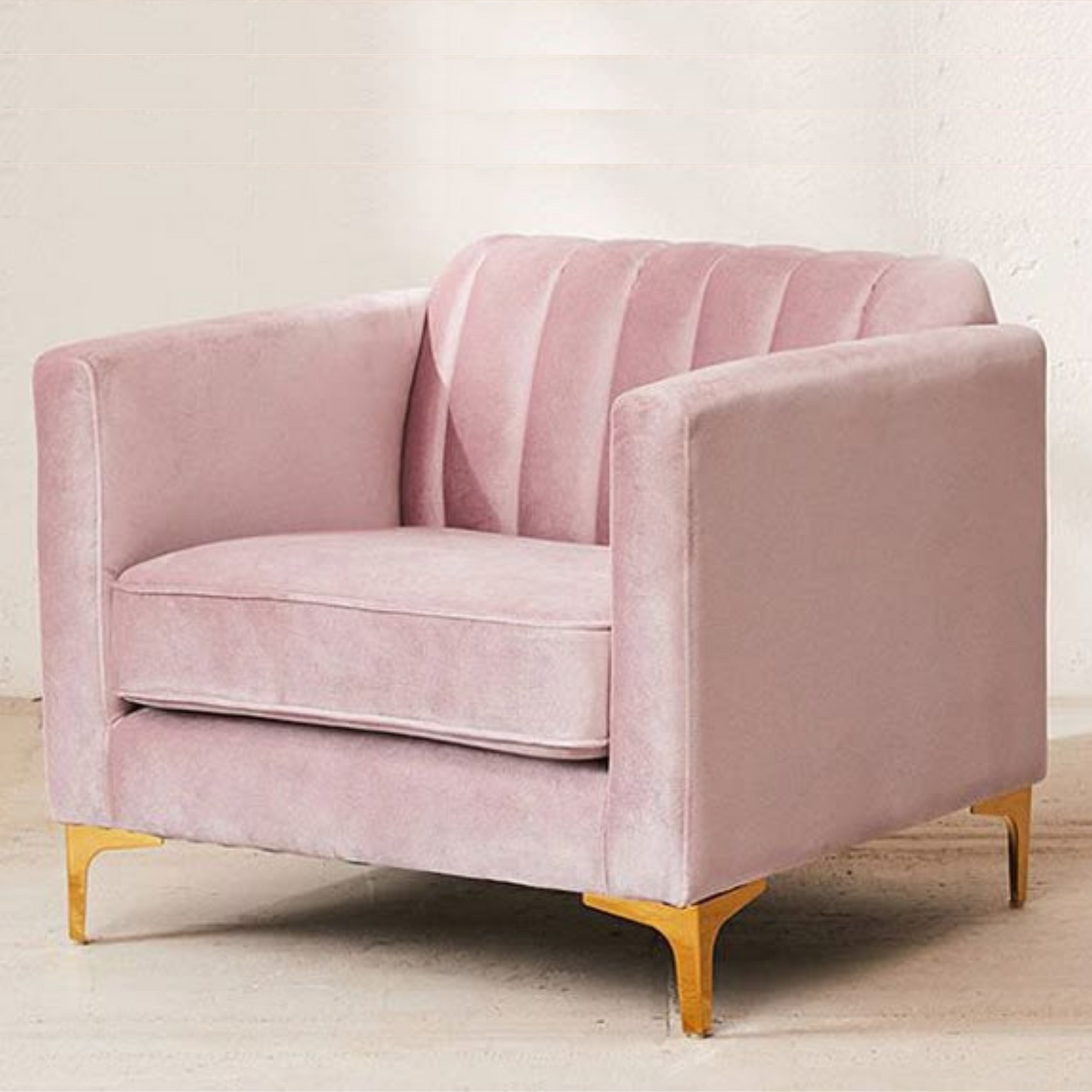 Soft Pink Velvet Armchair