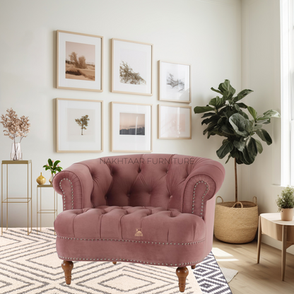 Chic Velvet Tufted Loveseat Single Seat