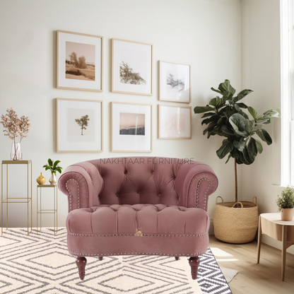 Chic Velvet Tufted Loveseat Single Seat