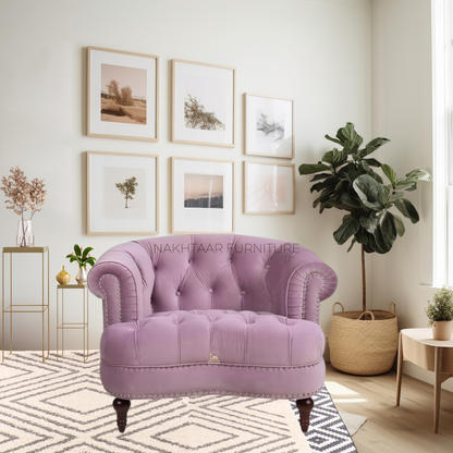 Chic Velvet Tufted Loveseat Single Seat