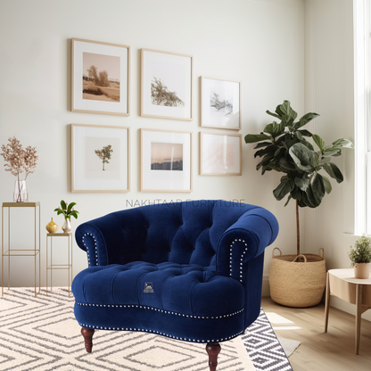 Chic Velvet Tufted Loveseat Single Seat