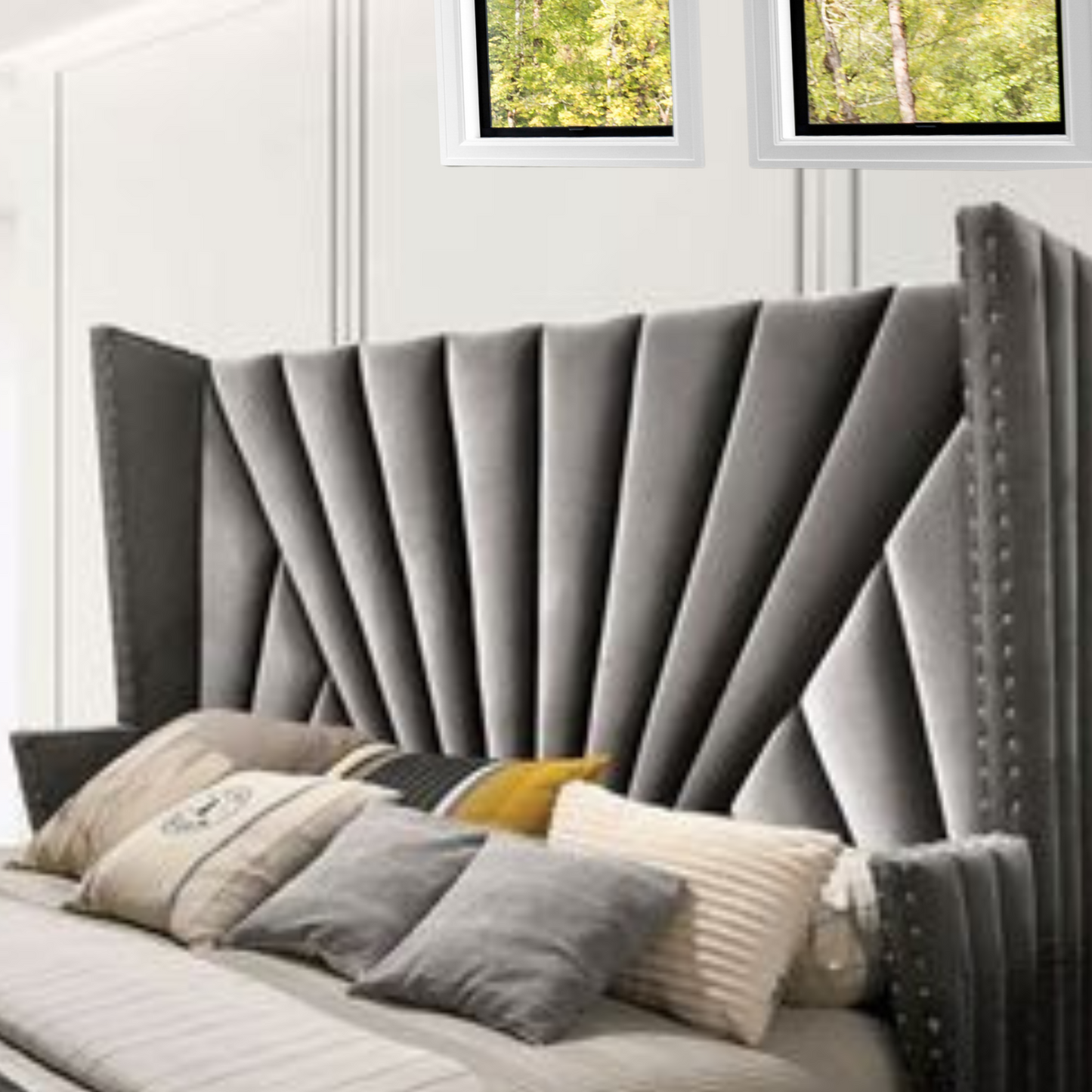 Sleek Wingback Design Bed