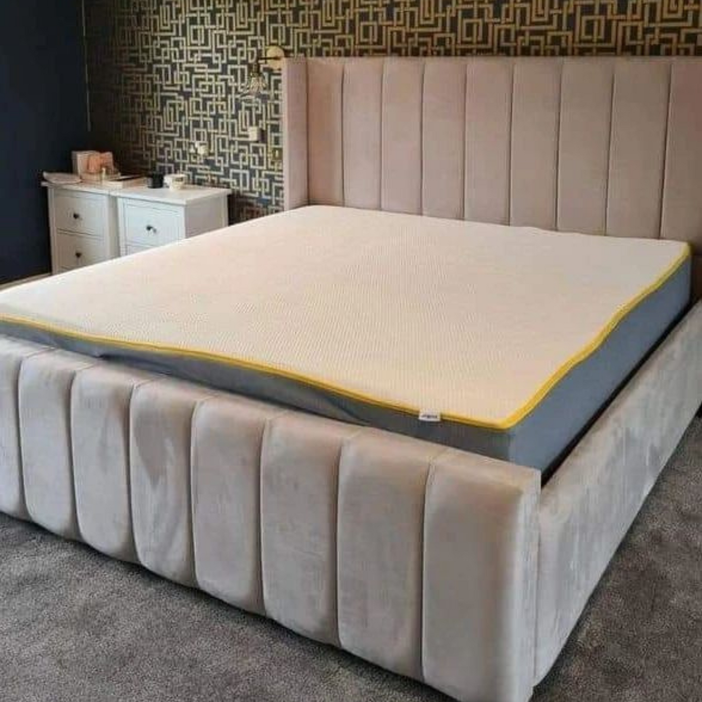 Sleek Grey Upholstered King Bed