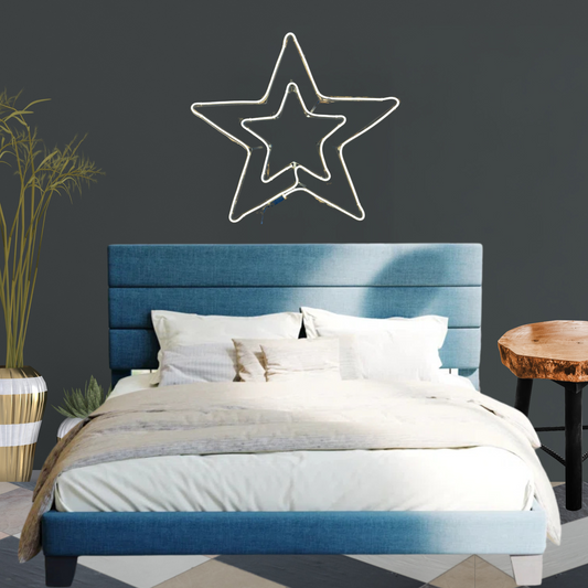 Modern Blue Upholstered Bed Frame