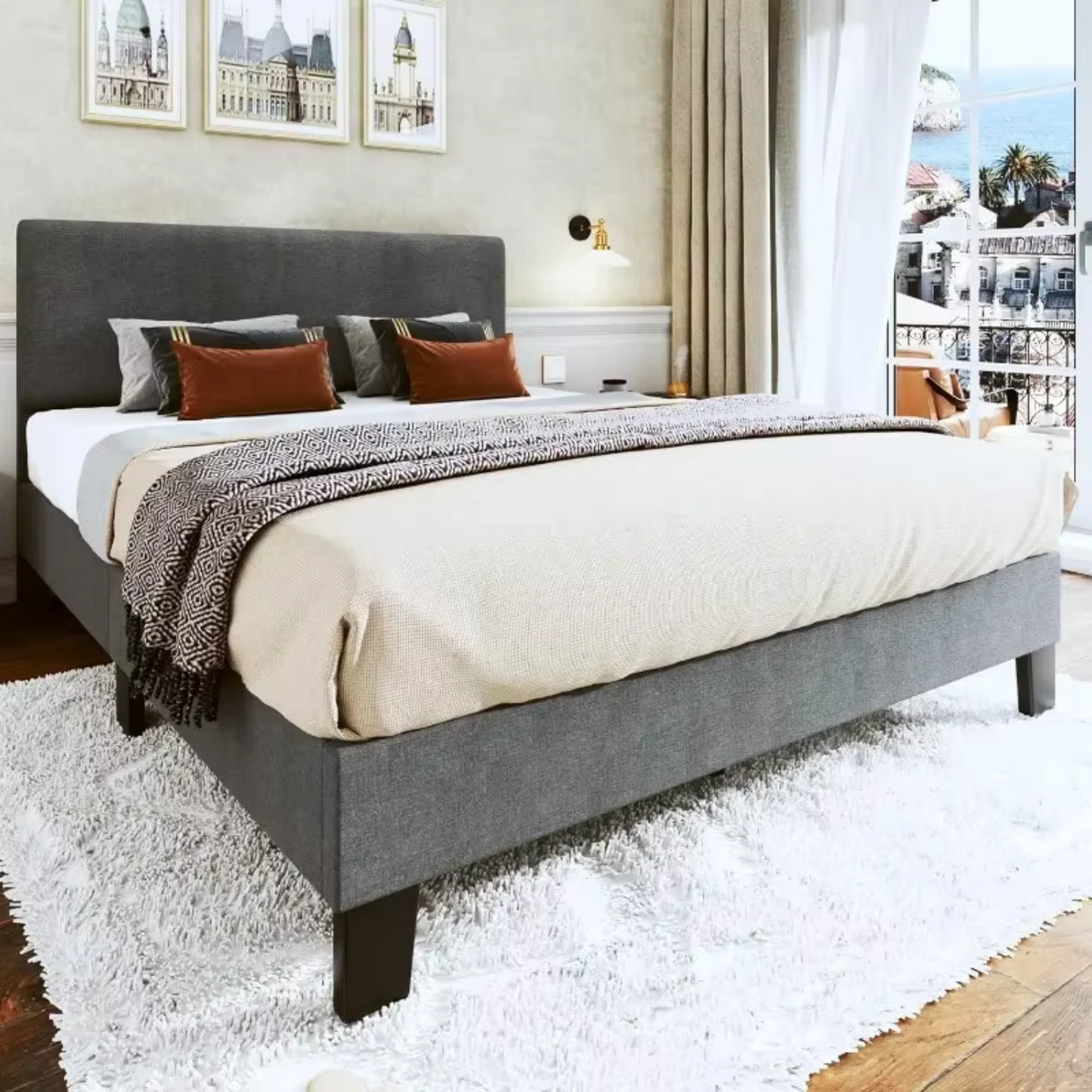 Elegant Upholstered King Bed