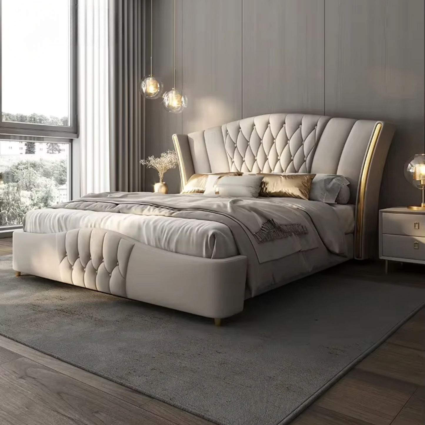 Elegant Wingback Design Bed