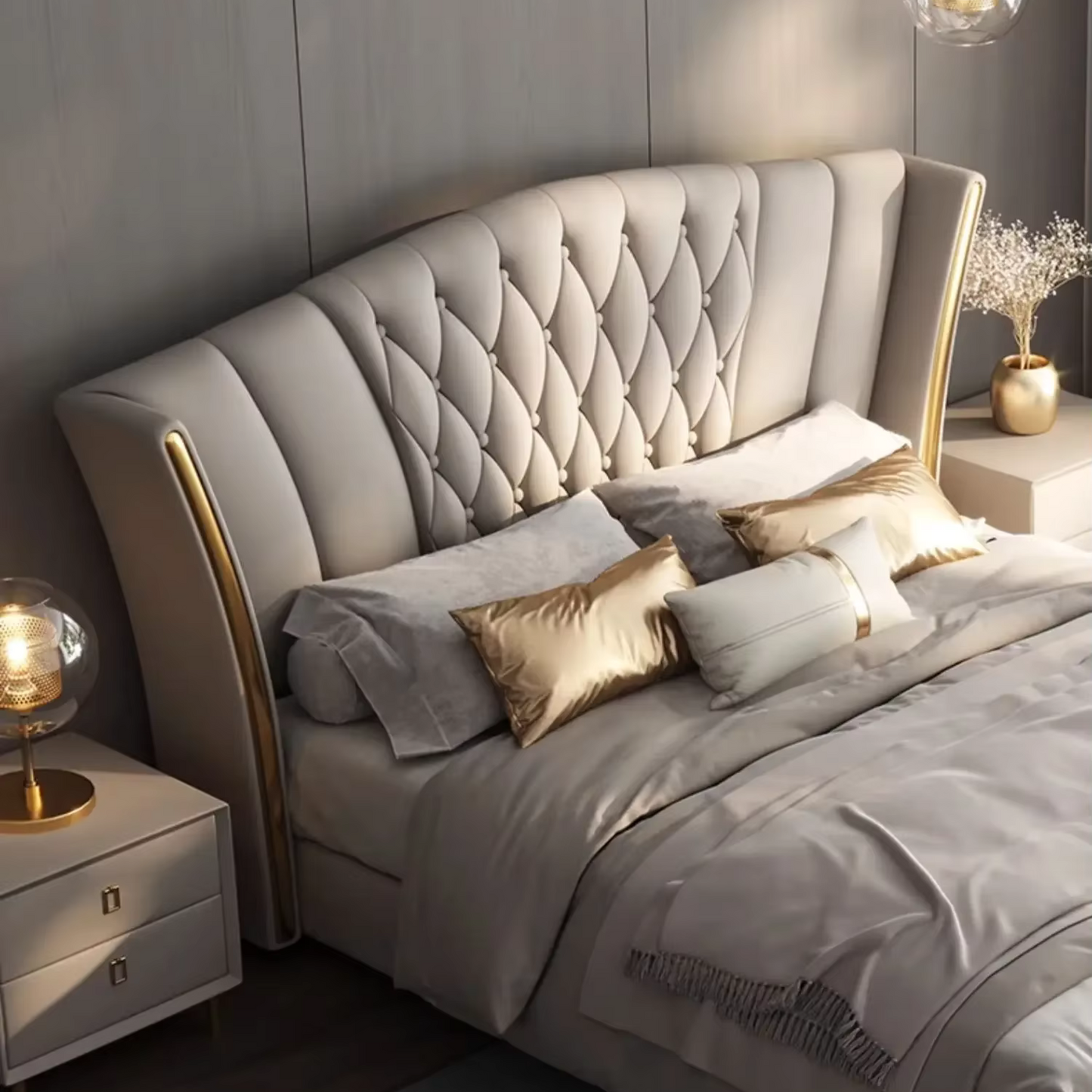 Elegant Wingback Design Bed