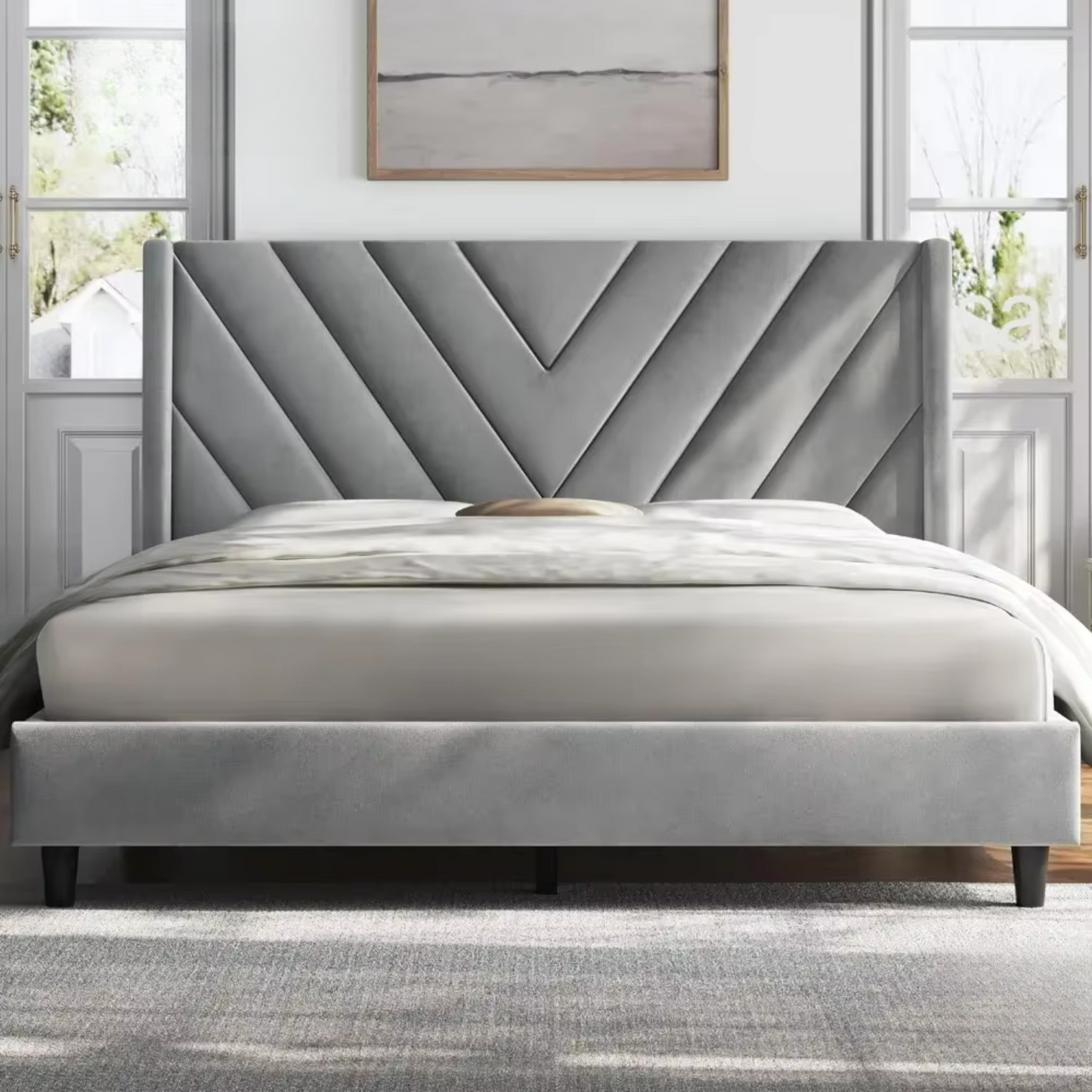 Elegant Chevron Upholstered Bed