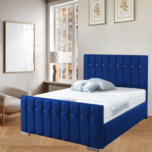 Velvet Tufted Bed with Button Detail